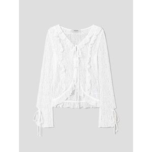 크링클 긴소매 블라우스  화이트