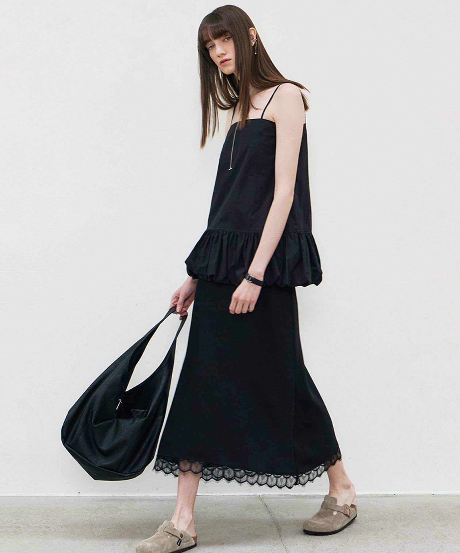 MUSINSA | MARRON EDITION 25 Summer_ Black Lace Long Skirt