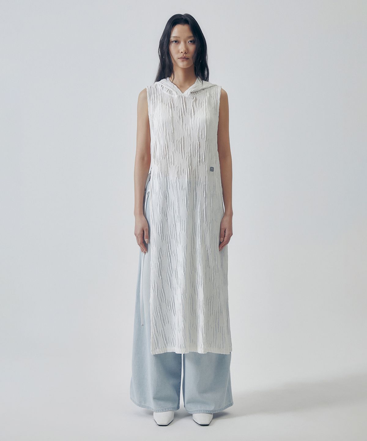 트리밍버드(TREEMINGBIRD) Pleated Cover-up Dress [ White ]