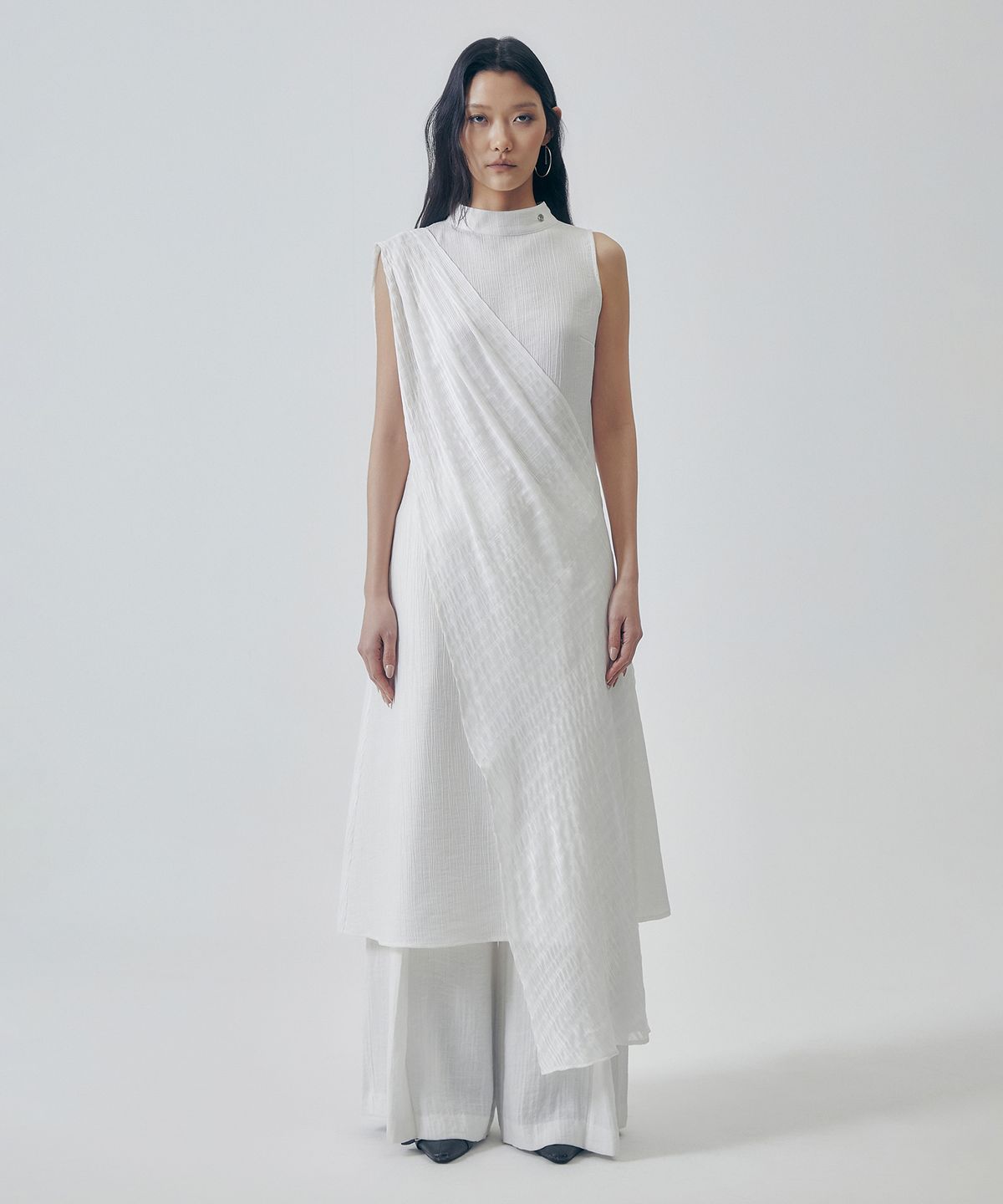 트리밍버드(TREEMINGBIRD) Desert-Inspired Layered Cotton Dress [ White ]