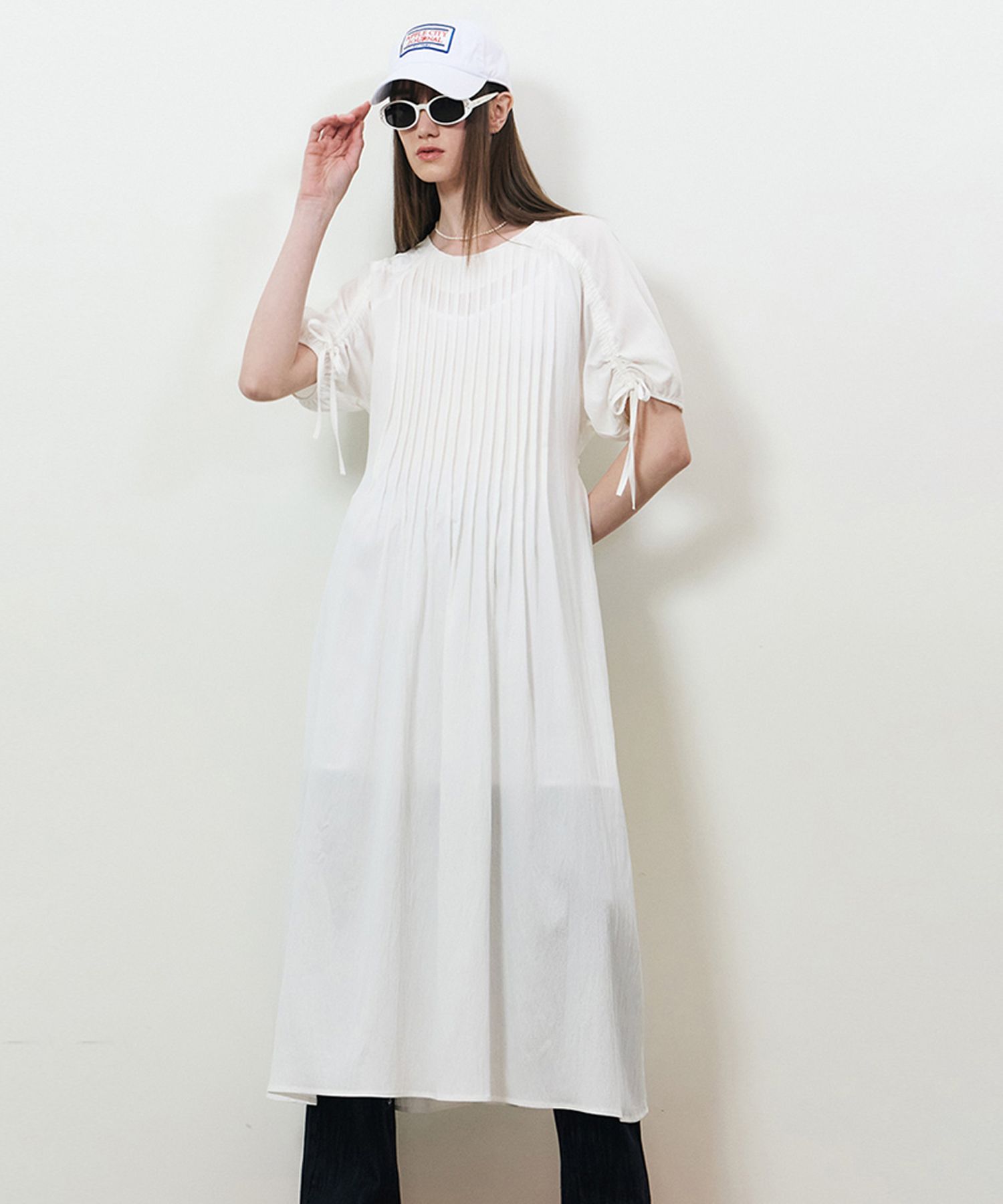 MUSINSA | MARRON EDITION 25 Summer_ Ivory Pintuck Dress