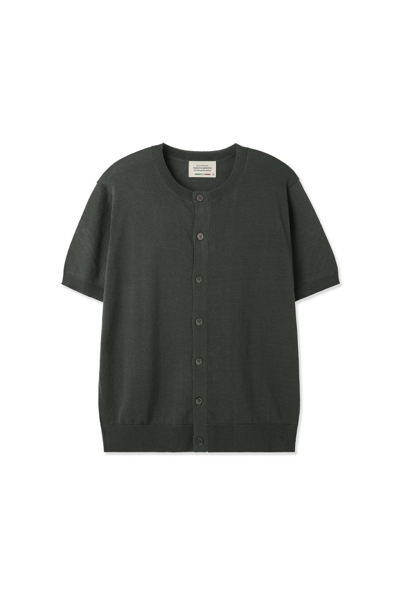 린넨 라운드넥 가디건 [KHAKI]