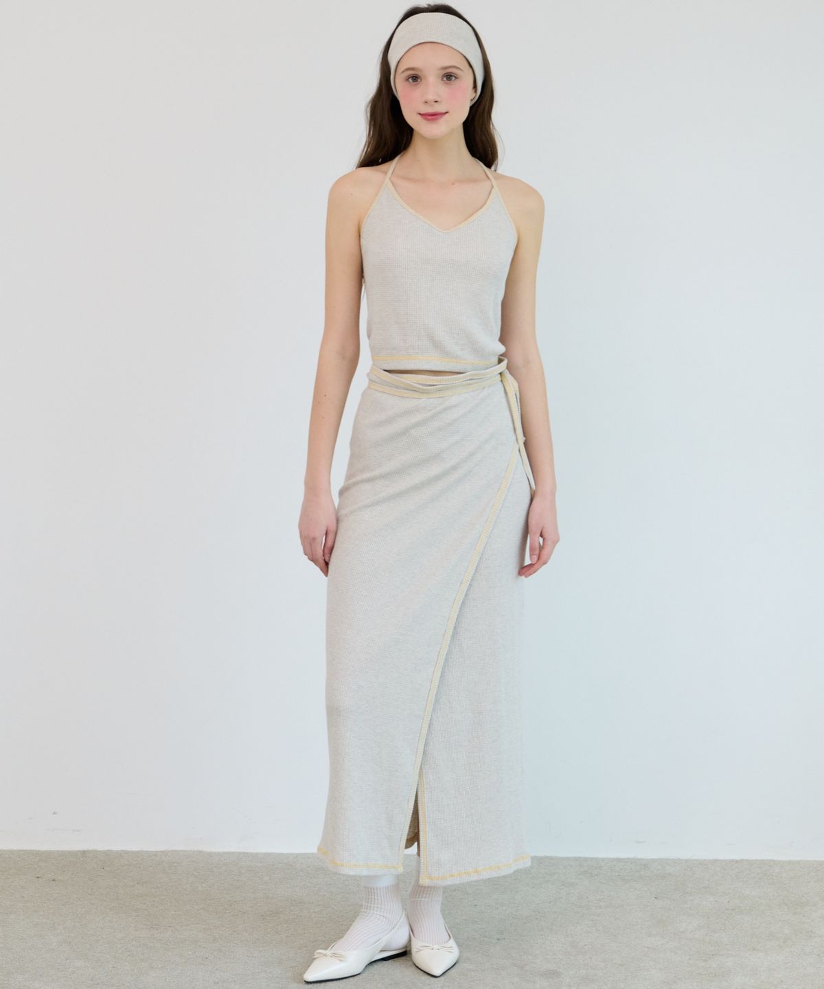 무니쉬(MOONISH) Sunny Garden Wrap Skirt - Oatmeal