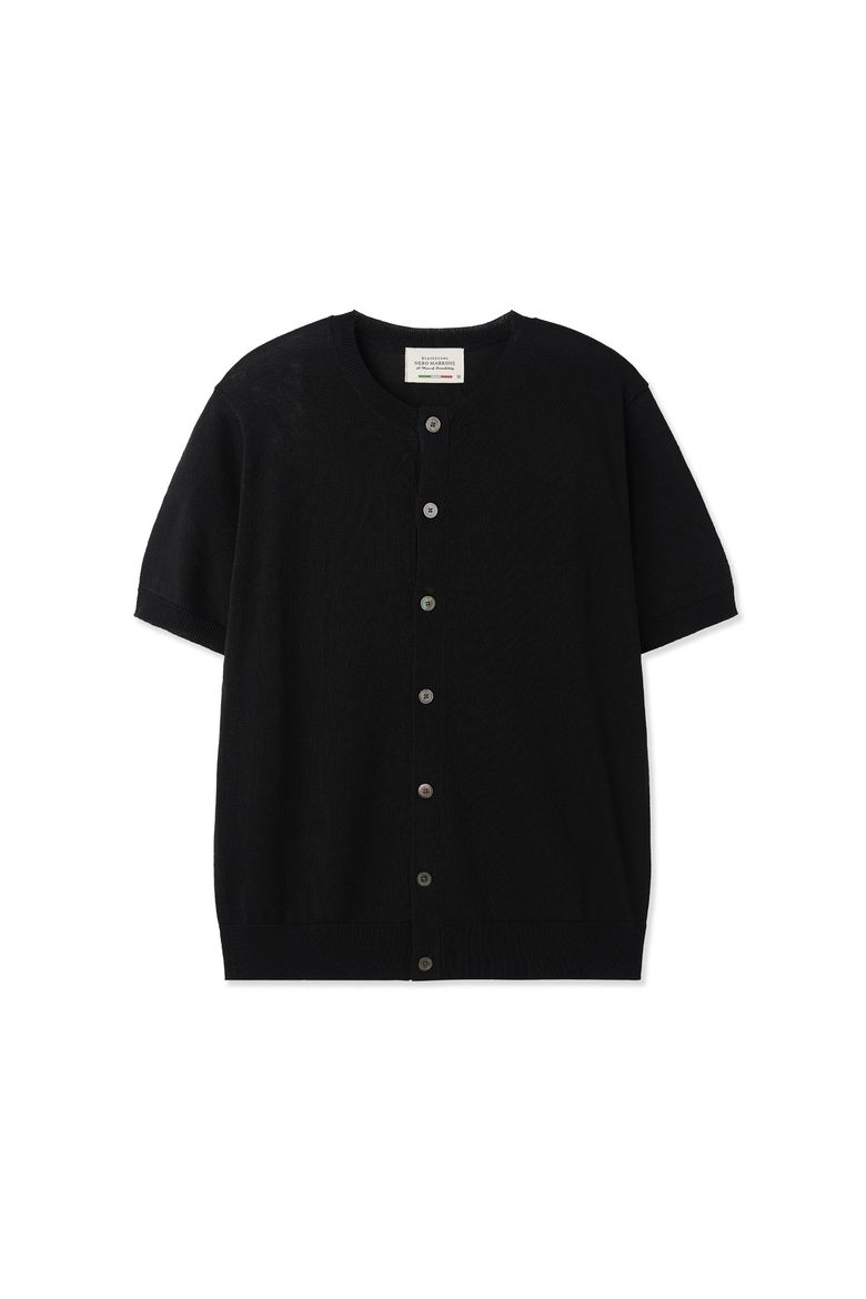 린넨 라운드넥 가디건 [BLACK]