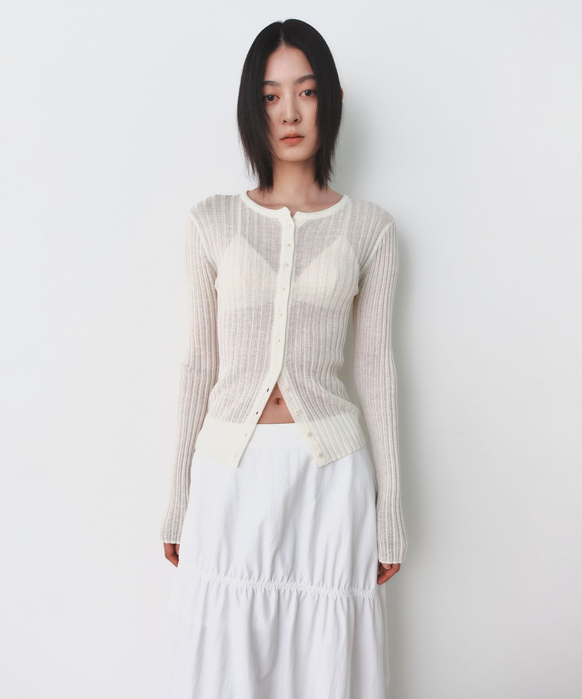 인사일런스 우먼(INSILENCE WOMEN) 시어드 린넨 카디건 IVORY