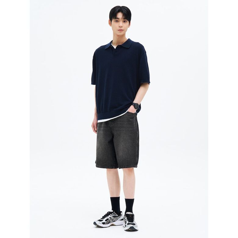 와이드 워싱 워크 데님 쇼츠 애쉬