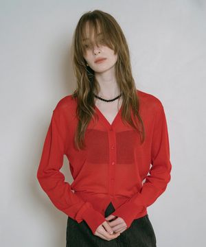 KN4263 소프트 시어 카디건_Red