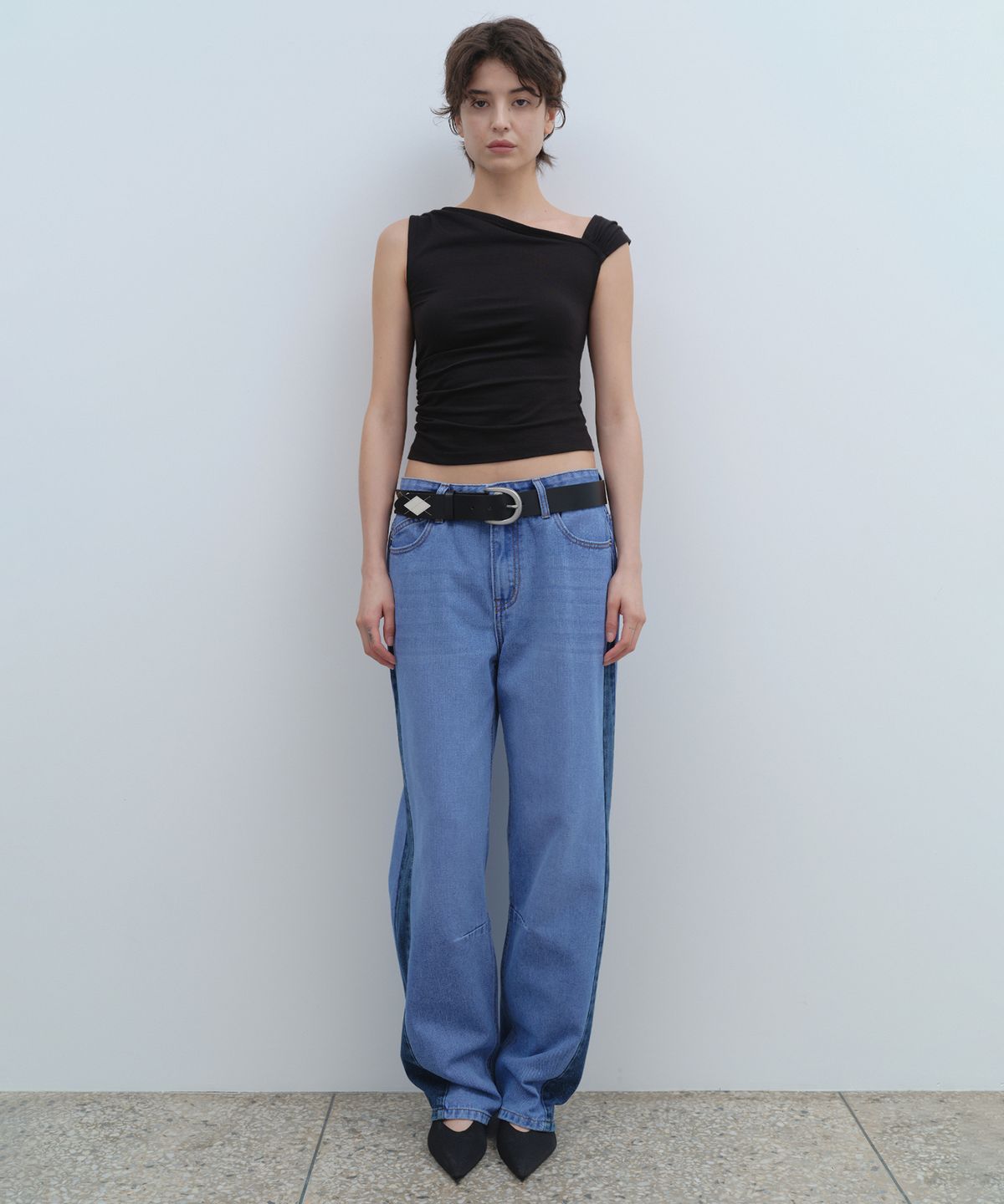 밀로 우먼(MILLO WOMEN) 워시드 릴렉스드 벌룬 진 [블루]