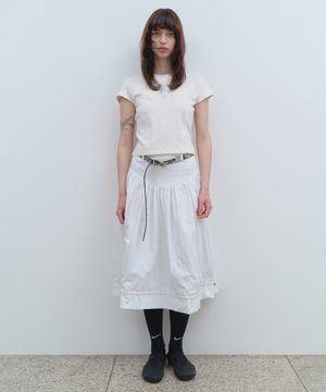 스트링 벌룬 미디 스커트 [화이트]