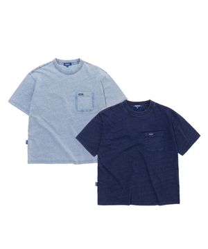 [2PACK] 인디고 워시드 포켓 티셔츠_FR2KT01U