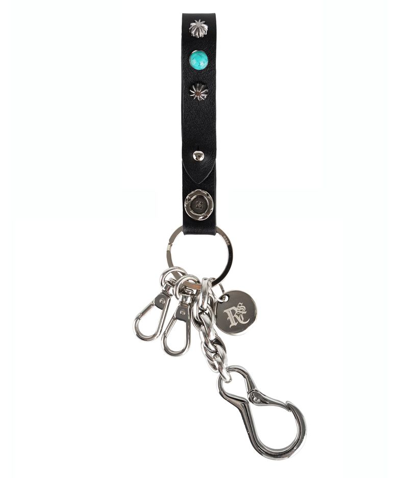 LEATHER STRAP 2WAY KEYRING - BLACK