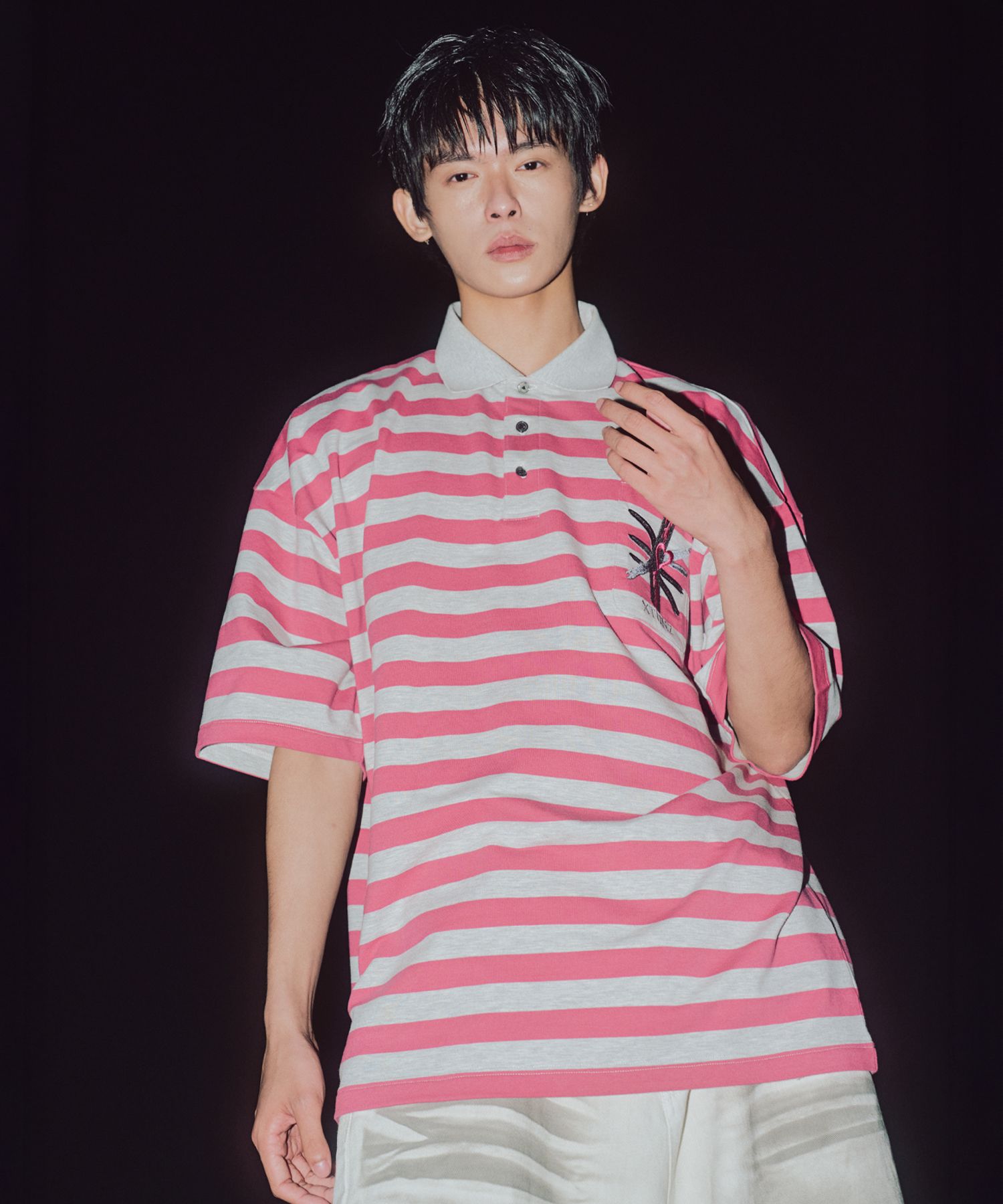 ◆XTONZ 2tone striped pique collar T-shirt/2色◆ MUSINSA | XTONZ XTT140 Two-tone striped pique collar T-shirt