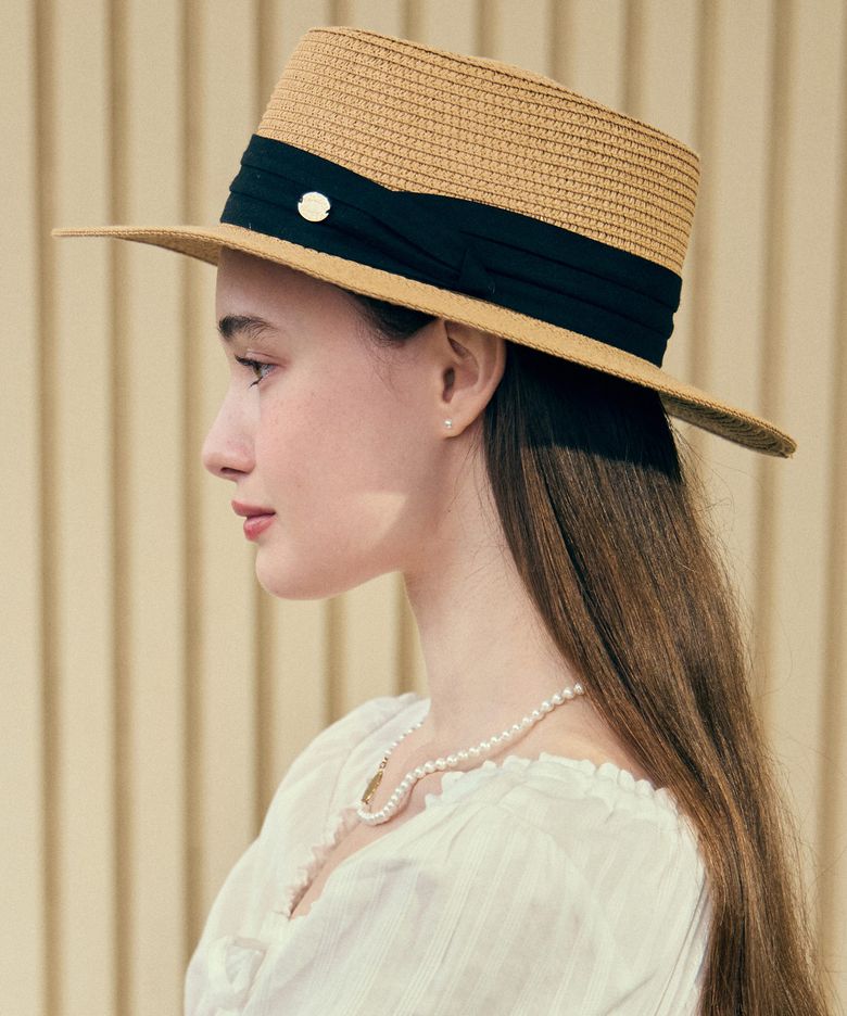 Gold Label Point Rattan Boater Hat - Beige