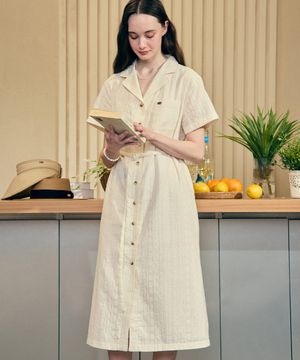 Anna Lace Belted Dress - Cream