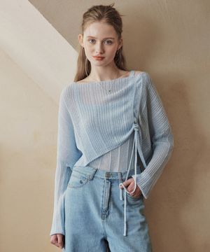 [2컬러] 스트링 포인트 니트 & 나시 세트