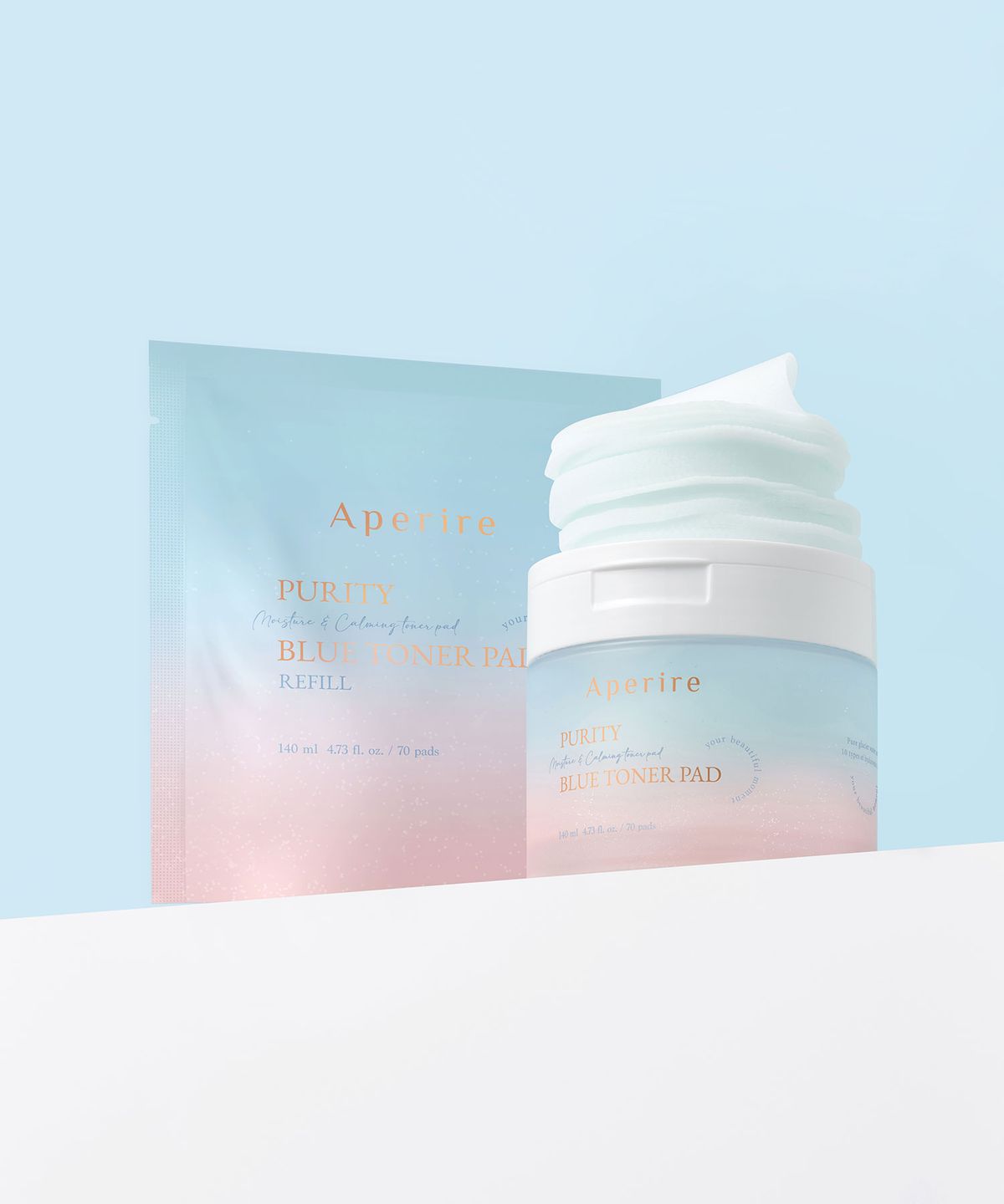 아페리레(APERIRE) [2pack] 아페리레 순수 블루 토너 패드 140ml 70매+리필 70매