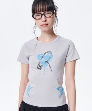 멜팅 하트 H/S 티 [그레이]