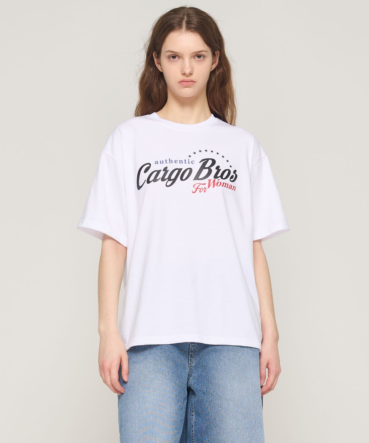 카고브로스 포 우먼(CARGOBROS FOR WOMAN) 레트로 로고 반팔 티셔츠 (화이트)