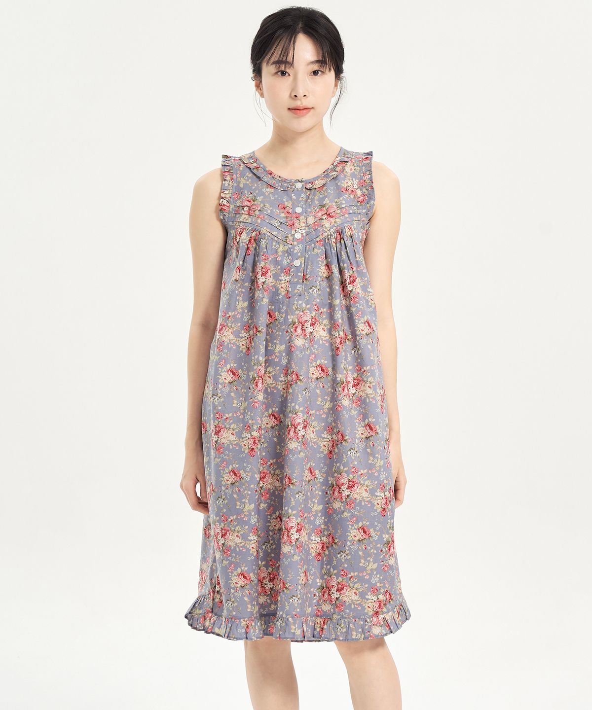 메이플라워(MAY FLOWER) 연보라장미 나시 순면 여성 빅사이즈 원피스 잠옷