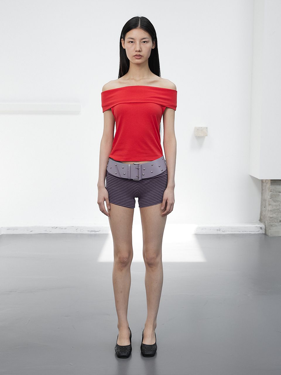 ★CERRIC★STRIPE FOLDOVER SHORTS★1894★Purple★韓国★大人気 MUSINSA | CERRIC STRIPE FOLDOVER SHORTS / PURPLE