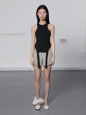 CHECK PUMP SHORTS / BEIGE