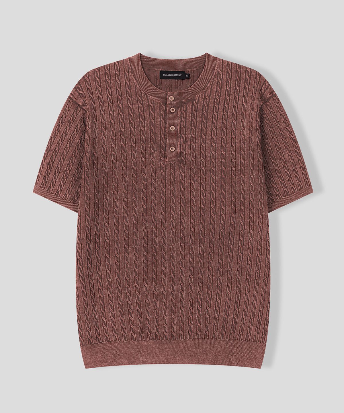 MUSINSA | BLACK MOMENT Summer Twisted Henley Neck Knit Short