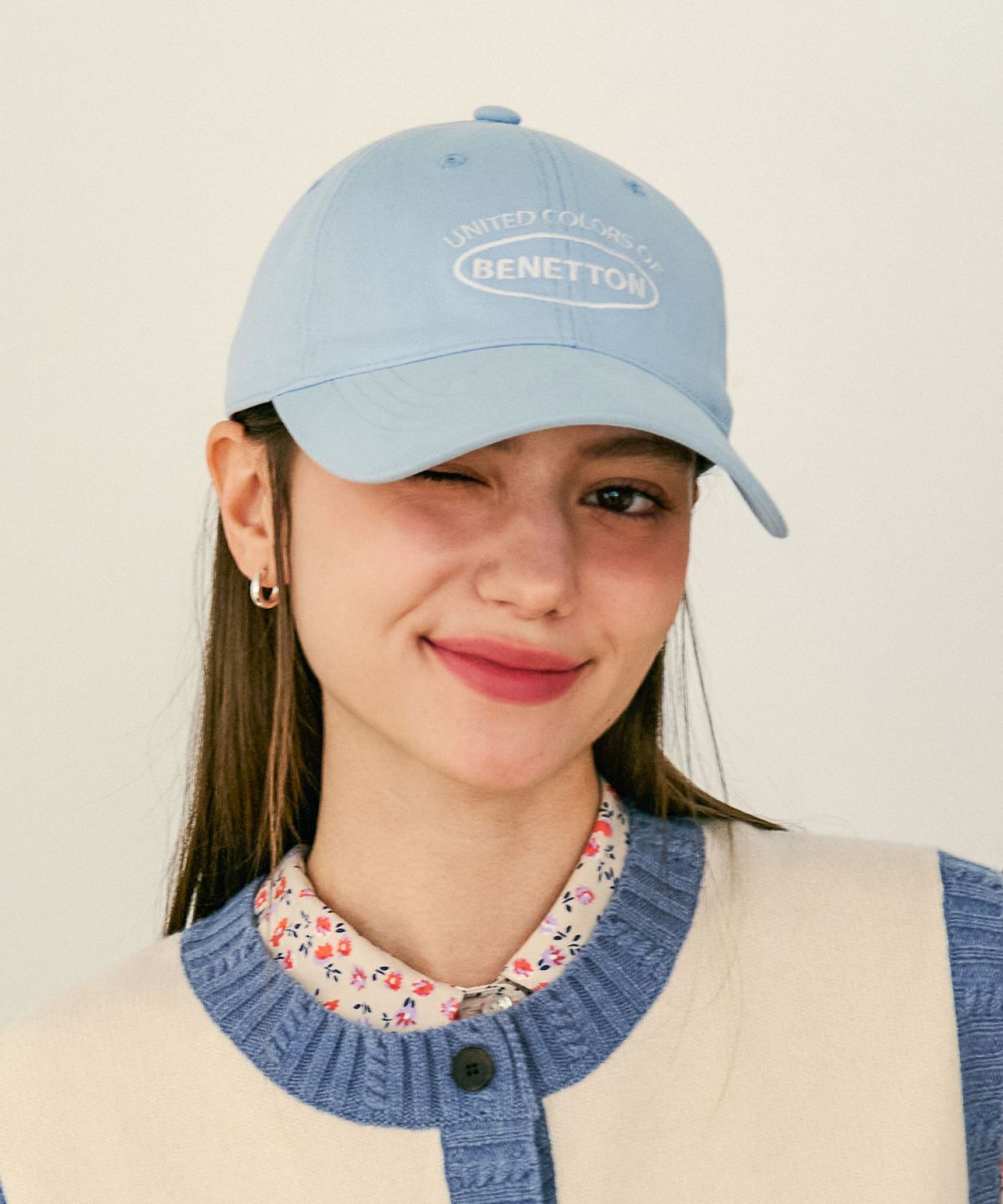 베네통(BENETTON) 로고 볼캡 - [라이트 블루]