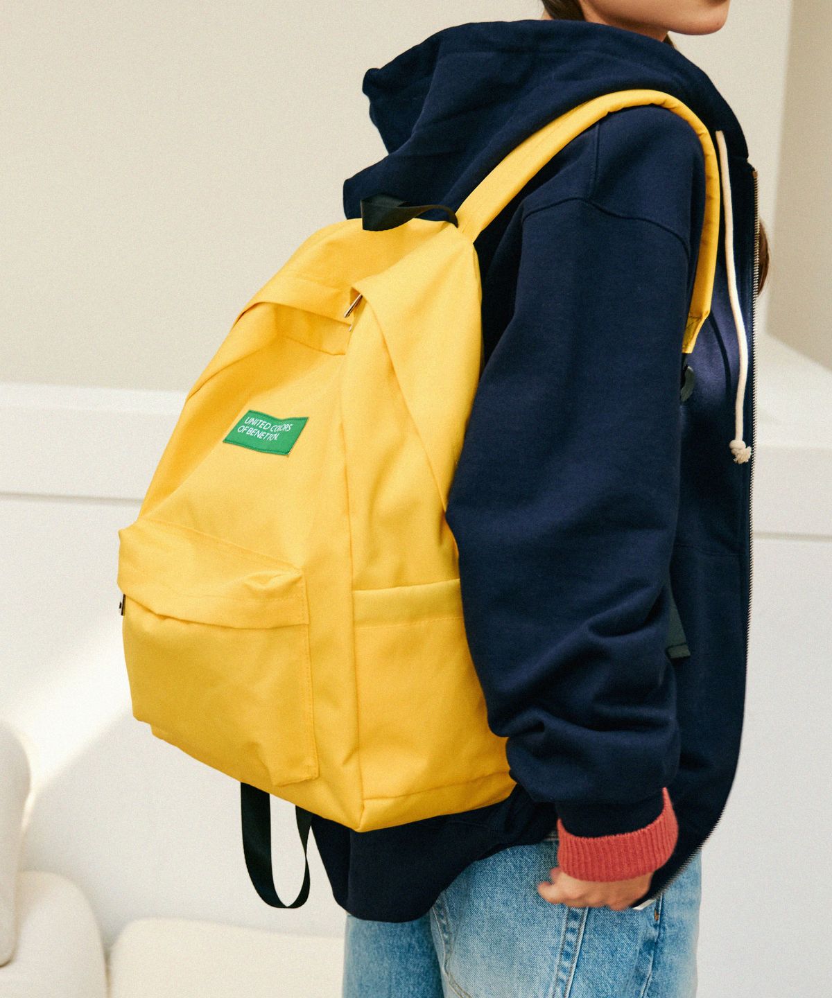 베네통(BENETTON) 비비드 랩탑 백팩 - [옐로우]