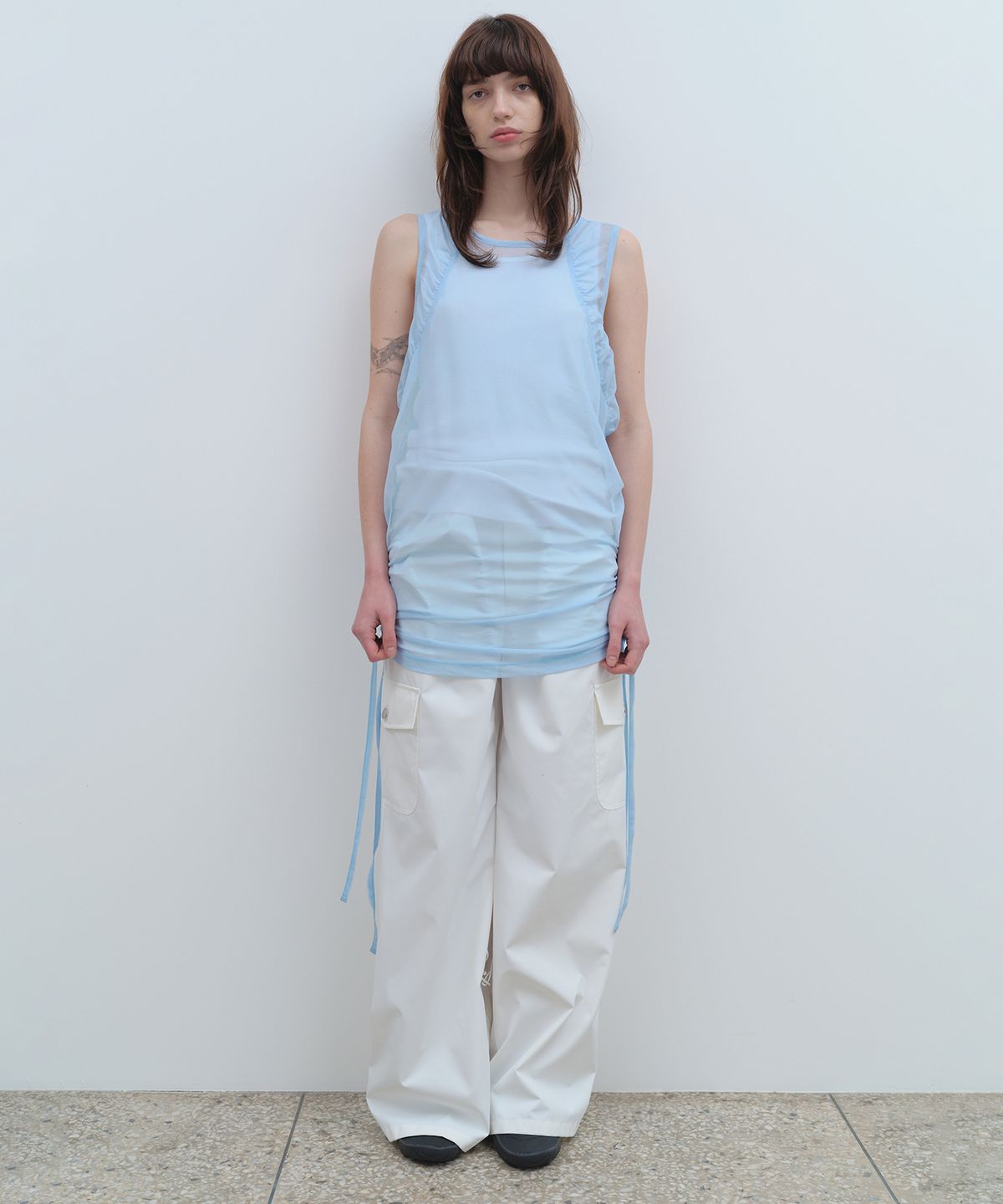 밀로 우먼(MILLO WOMEN) 스트링 카고 와이드 팬츠 [화이트]
