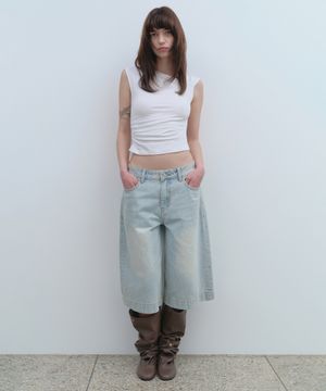 맥시 데님 버뮤다 팬츠 [라이트 블루]