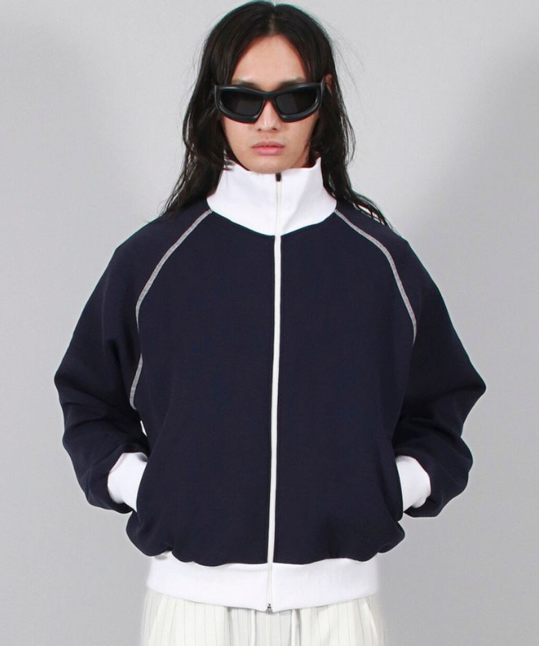 M COLOR STITCH NEOPRENE LOGO BLOUSON JUMPER NAVY