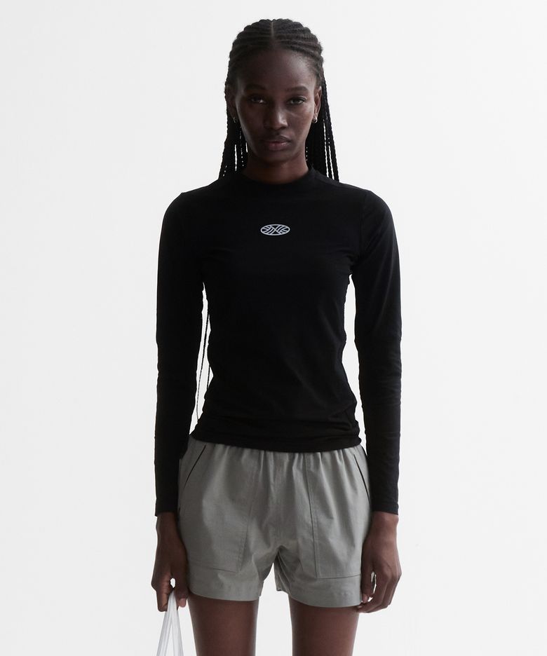 VENODE Small Track Logo Active Long Tshirts_Black (Tight Fit)