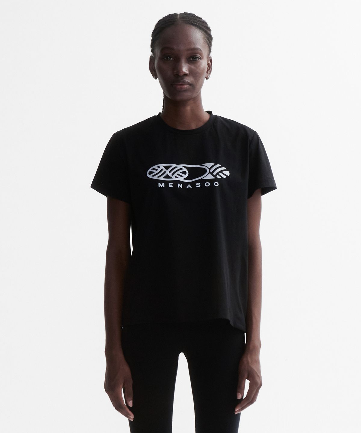 미나수(MENASOO) VENODE Three Track Logo Active Tshirts_Black (Basic Fit)