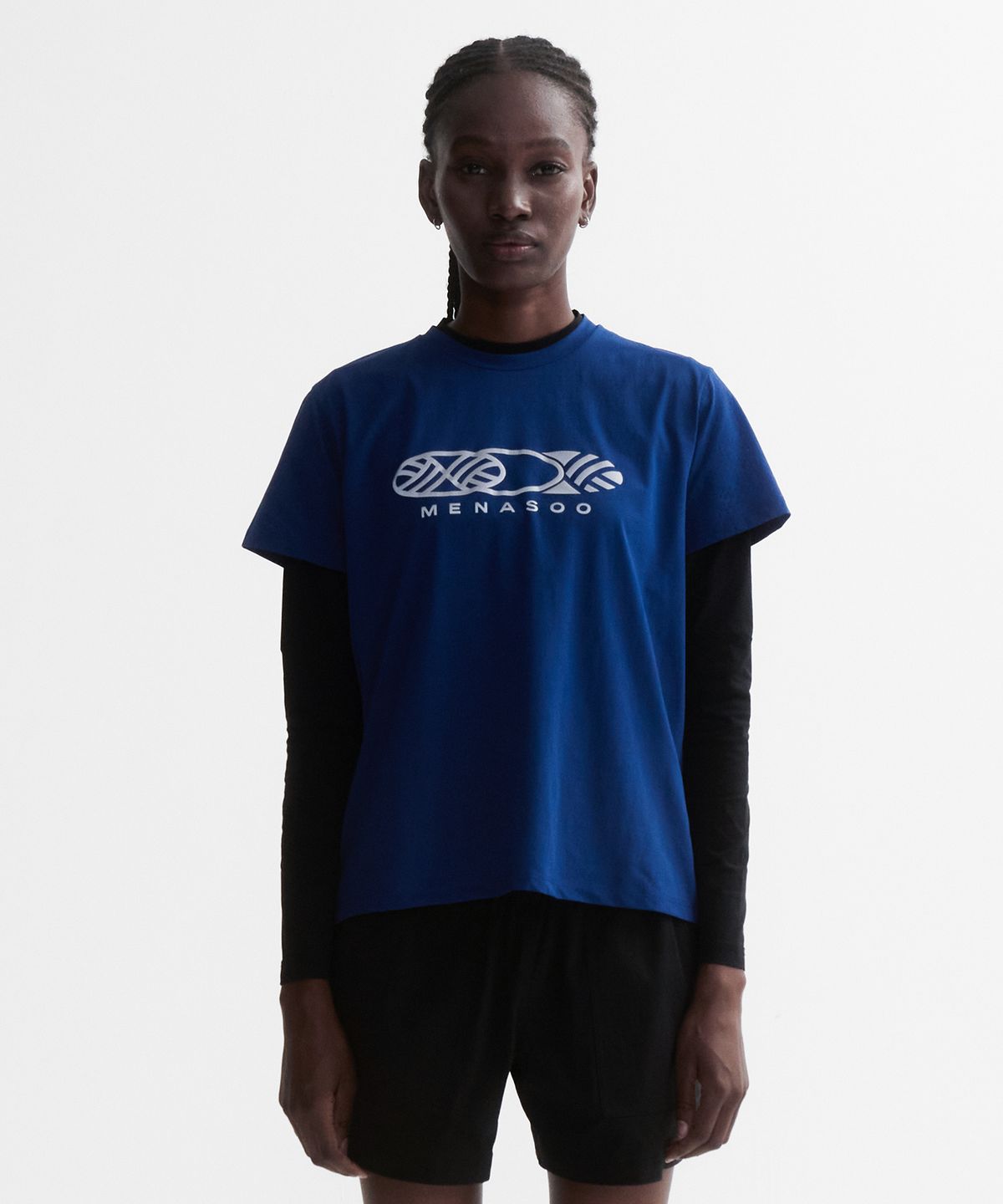 미나수(MENASOO) VENODE Three Track Logo Active Tshirts_Blue (Basic Fit)