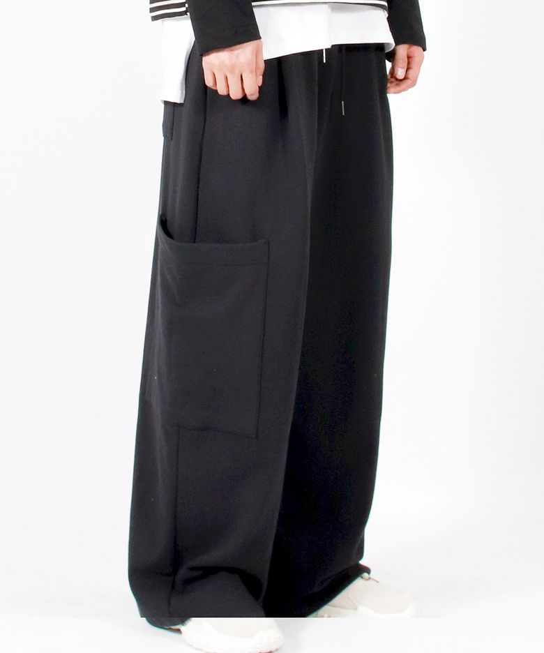 M SIDE POCKET WIDE ONE-TUCK REAL STREET SWEAT PANTS BLACK