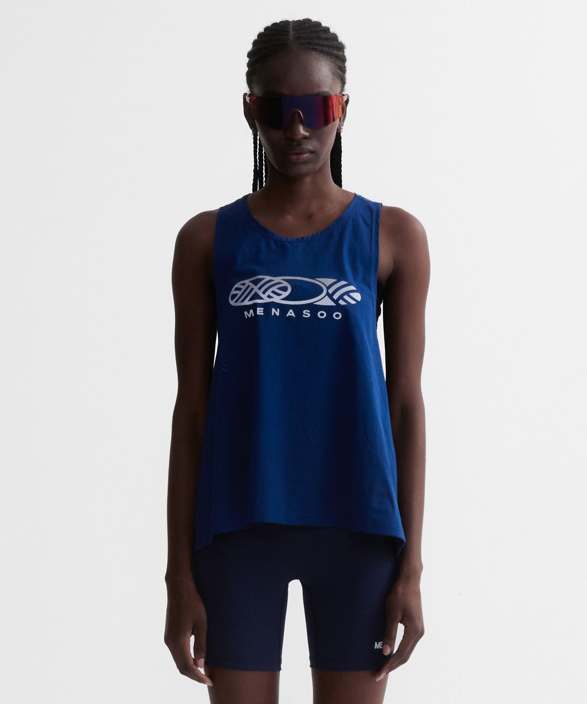 미나수(MENASOO) VENODE Three Track Logo Active Sleeve_Blue