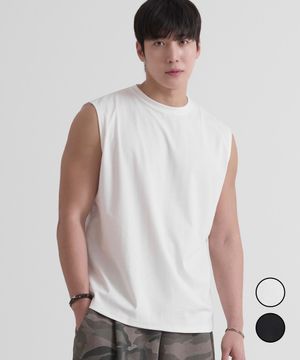 릴렉스드 쿨 코튼 디링 슬리브리스 2컬러