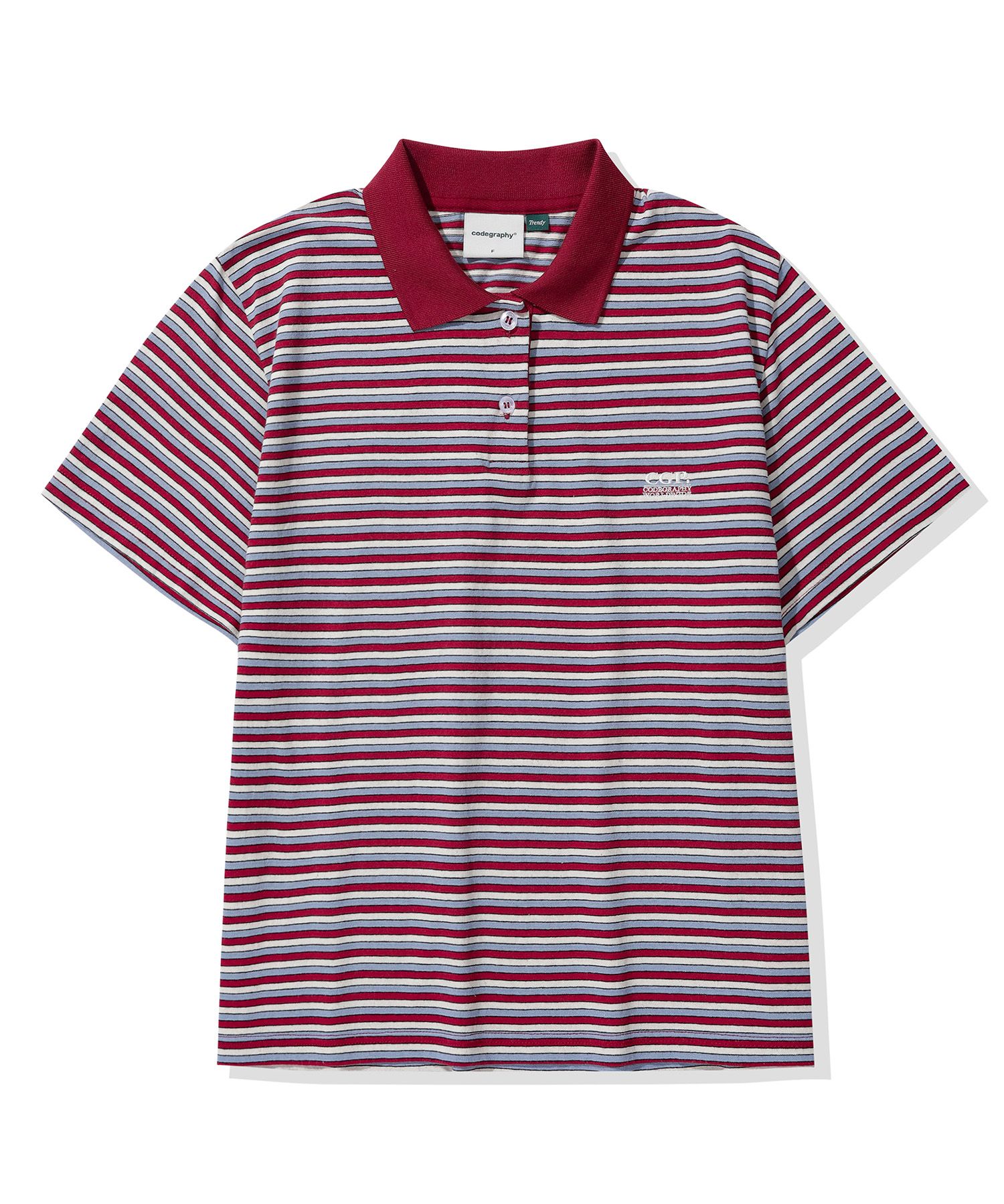 [CODEGRAPHY]★(Women) Striped Collar Short Sleeve T-Shirt MUSINSA | Codegraphy (Women) Striped Collar Short Sleeve T