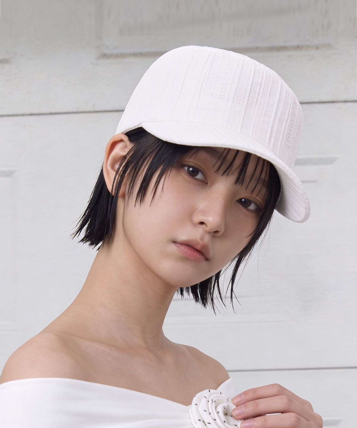 언더컨트롤 스튜디오(UNDERCONTROL STUDIO) 린넨 숏챙 여름 군모 여성 벨보이캡 UNIFORM CAP / B LINEN / WHITE