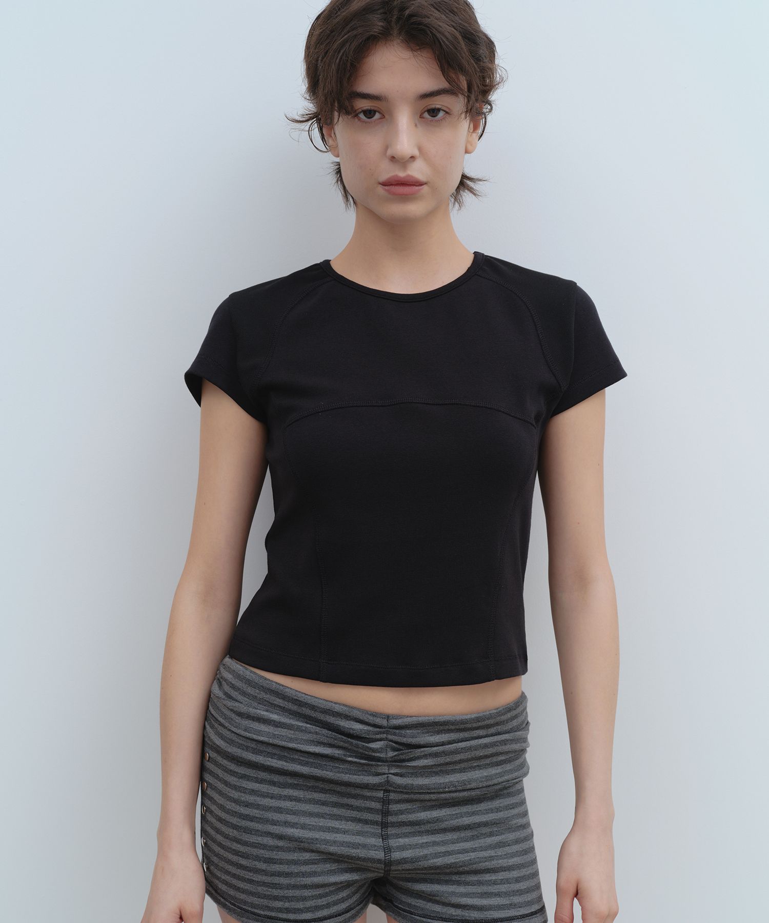MILLO ARCHIVE ♥ Wave Mesh T-Shirts /追跡付 MUSINSA公式 | MILLO WOMEN Wave Mesh T-Shirt [Black]