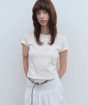 웨이브 메쉬 티셔츠 [아이보리]