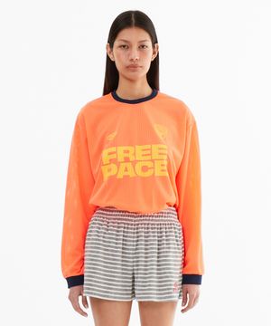 Sporty Mesh Round T Shirt_Neon Orange