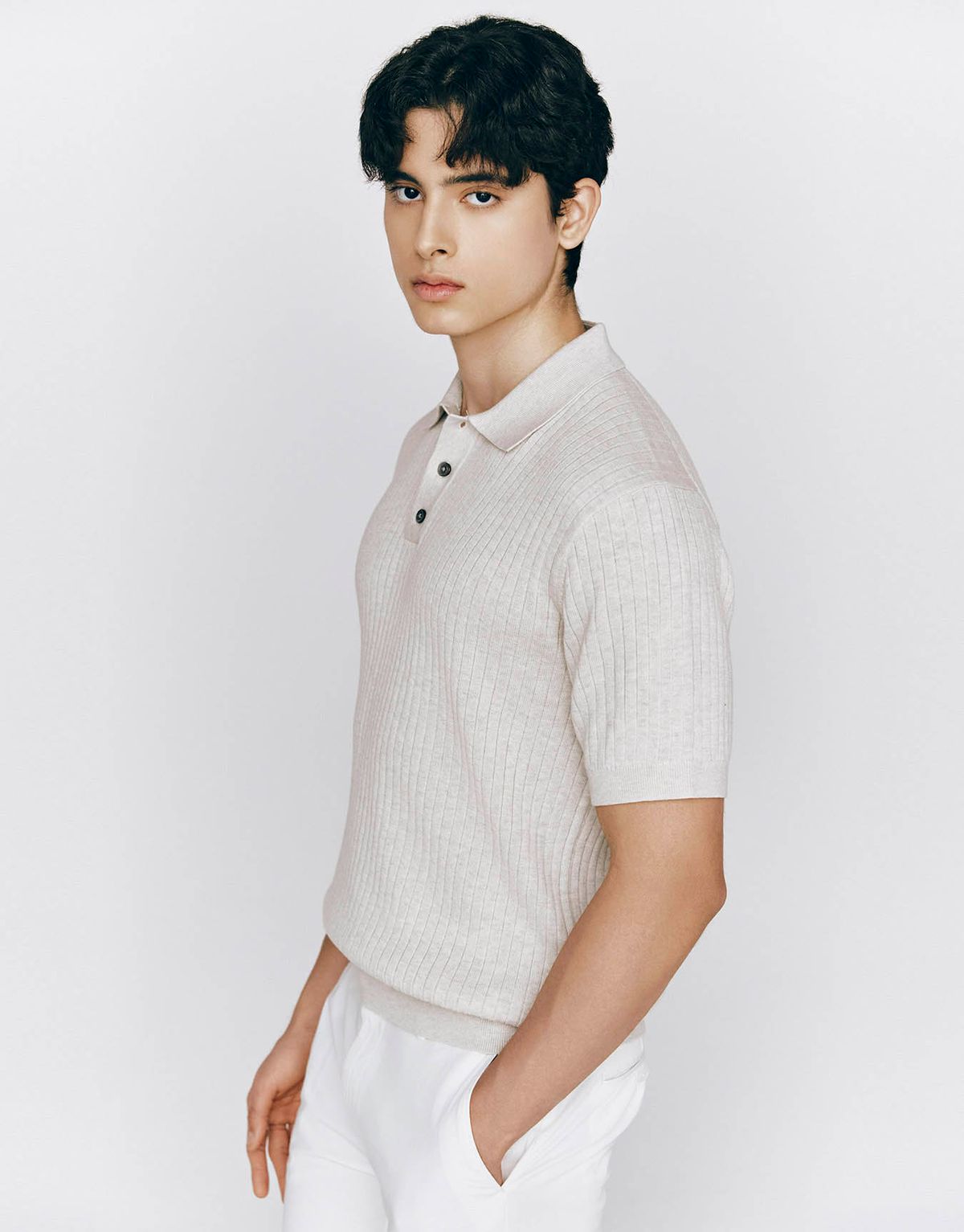 지오다노(GIORDANO) 립 스티치 카라 반팔 니트(12gg) 055529 [3color]