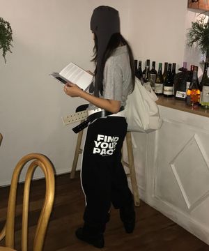 Line Point Pin Tuck Cotton Pants_Black