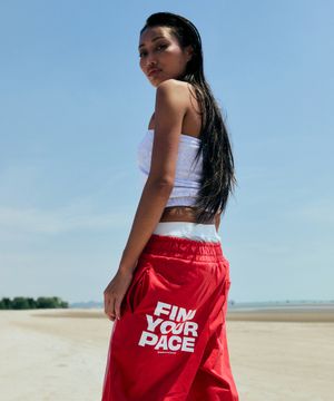 Line Point Pin Tuck Cotton Pants_Red