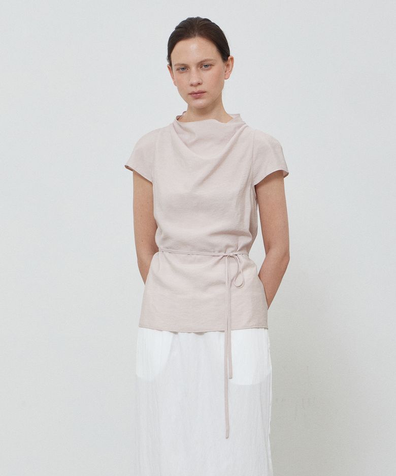 DRAPE CAP SLEEVE BLOUSE - PINK