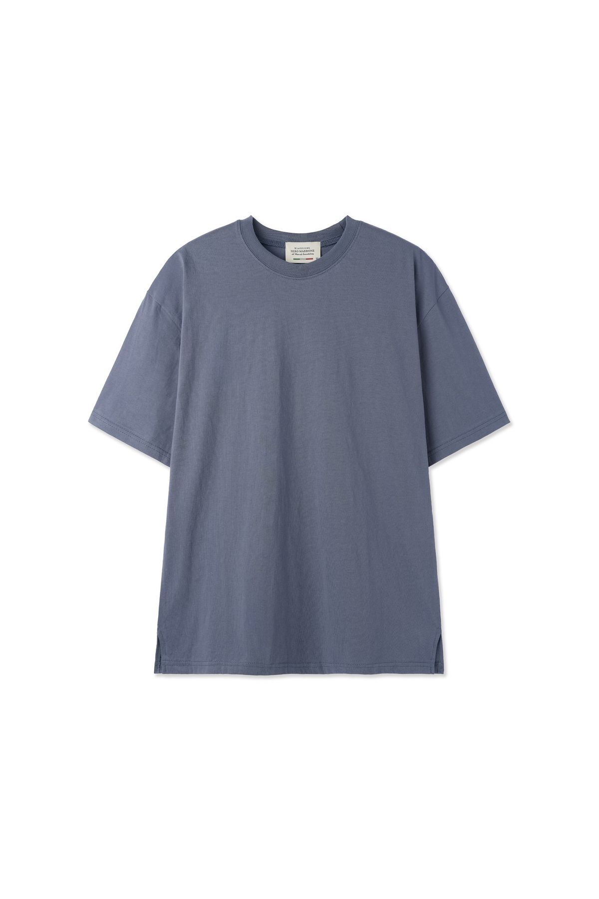 블랙브라운(BLACKBROWN) 라운드넥 슬릿 반팔 티셔츠 [CHARCOAL-BLUE  ]
