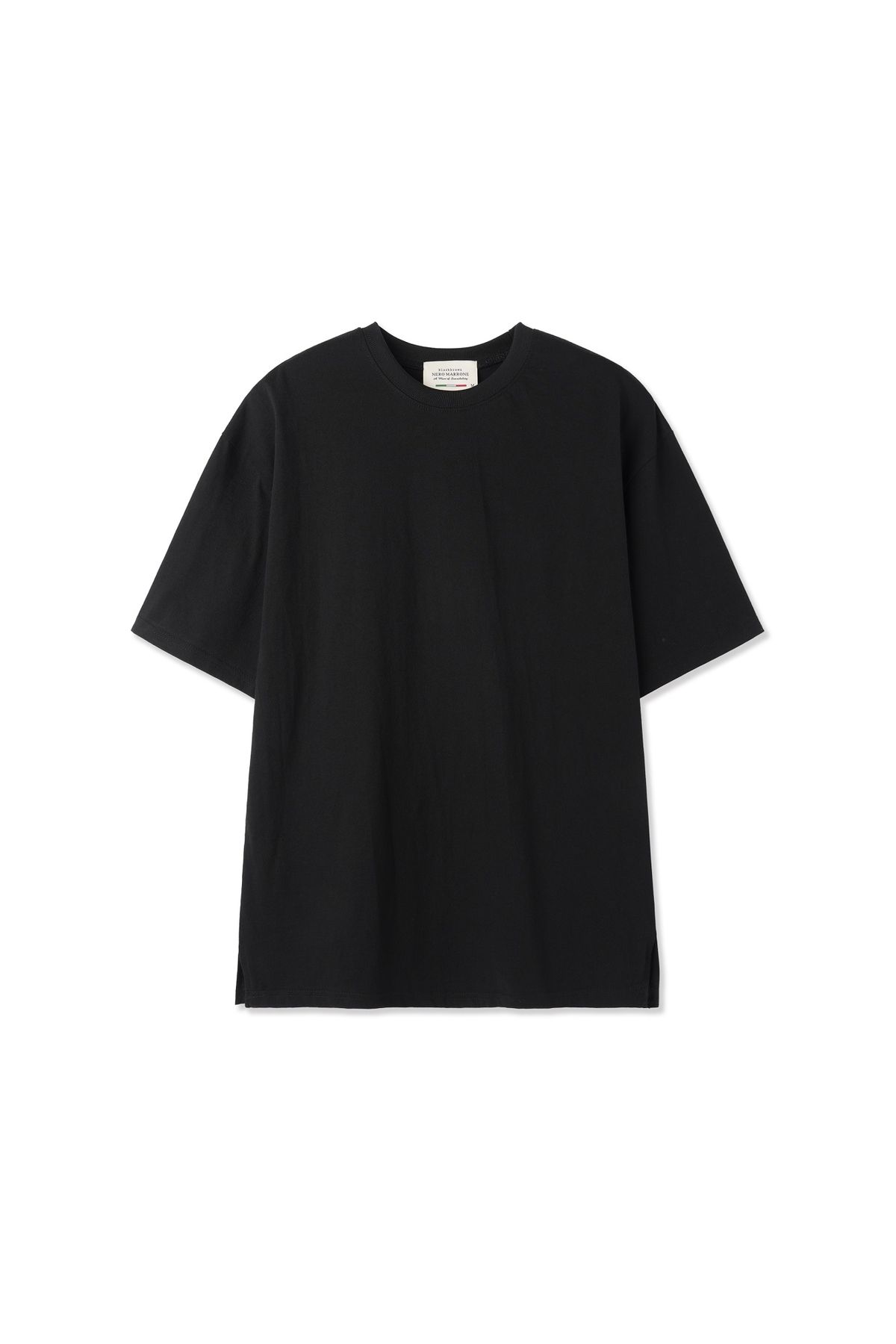 블랙브라운(BLACKBROWN) 라운드넥 슬릿 반팔 티셔츠 [BLACK]