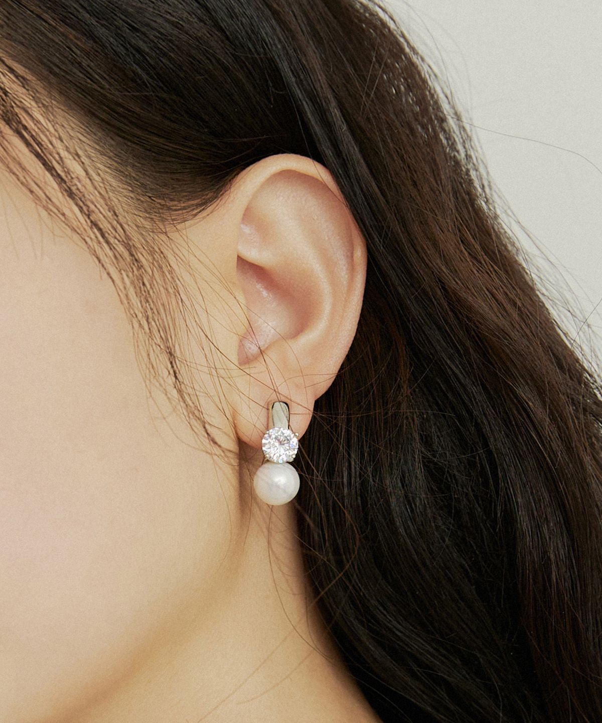 어다울(ADAUL) Cubic stone pearl earring - silver