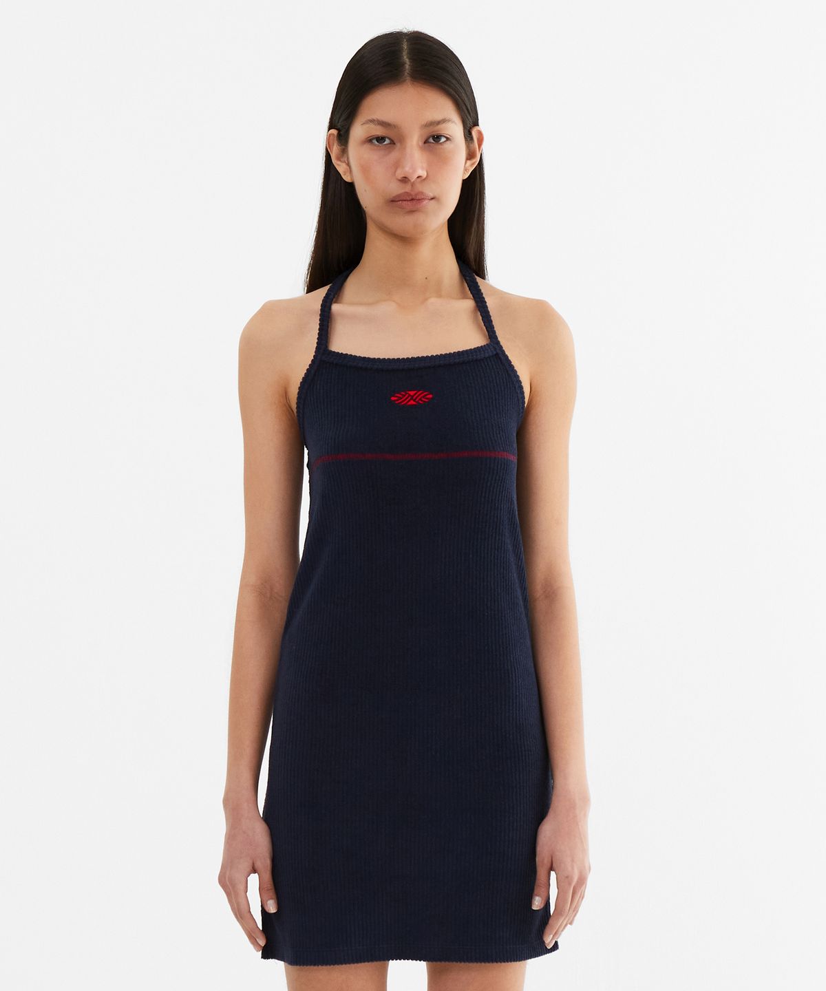 미나수(MENASOO) Slim Fit Halter Neck Terry Onepiece_Navy
